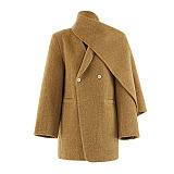 SUPER WHOLESALE | Scarf-Collar Patchwork Wool Blazer