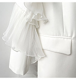 SUPER WHOLESALE | Single-Breasted Patchwork Mesh Ruffle-Sleeve Blazer
