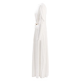 SUPER WHOLESALE |Metal-Buckle Twisted Ruched Waist-Cinching Dress