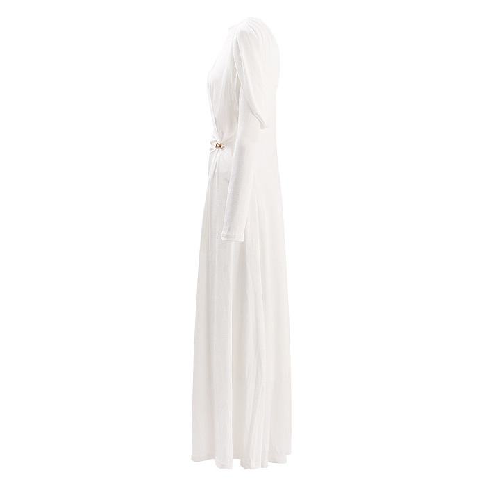 SUPER WHOLESALE |Metal-Buckle Twisted Ruched Waist-Cinching Dress