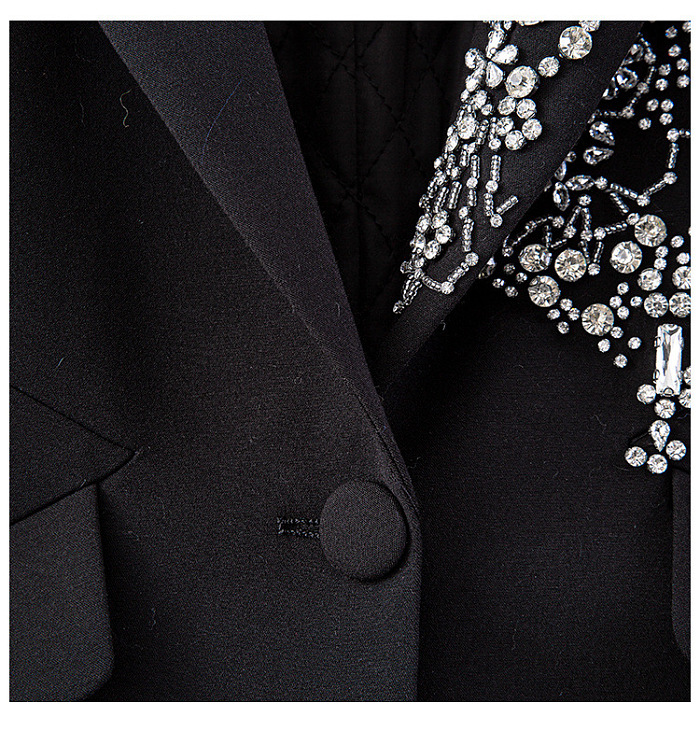 SUPER WHOLESALE | Rhinestone-Embellished Black Fuzzy Cuff Coat