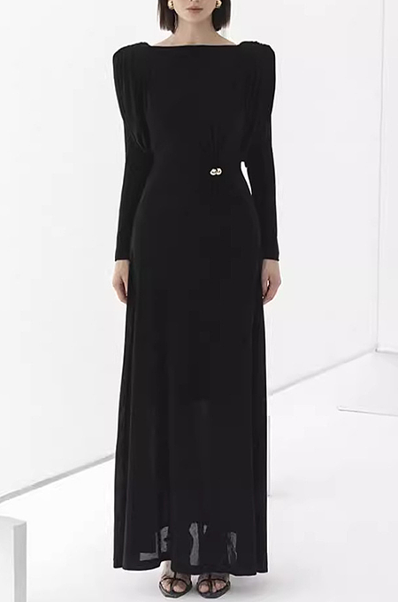 SUPER WHOLESALE |Metal-Buckle Twisted Ruched Waist-Cinching Dress