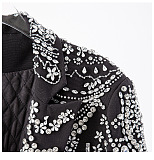 SUPER WHOLESALE | Rhinestone-Embellished Black Fuzzy Cuff Coat