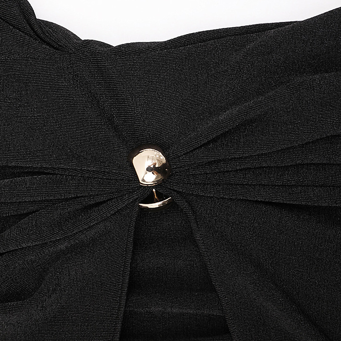 SUPER WHOLESALE |Metal-Buckle Twisted Ruched Waist-Cinching Dress