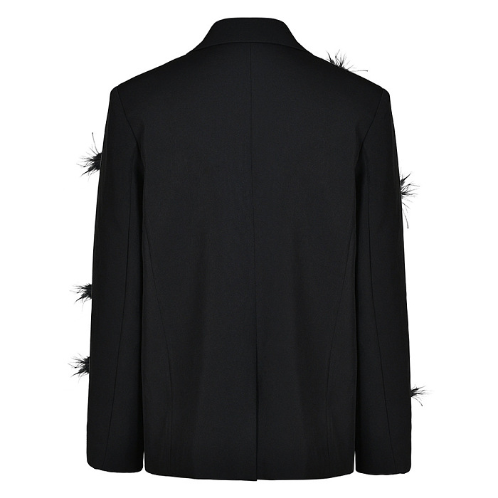 SUPER WHOLESALE |Pearl-Embellished Feather Blazer
