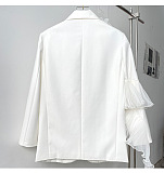 SUPER WHOLESALE | Single-Breasted Patchwork Mesh Ruffle-Sleeve Blazer