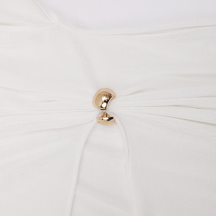 SUPER WHOLESALE |Metal-Buckle Twisted Ruched Waist-Cinching Dress