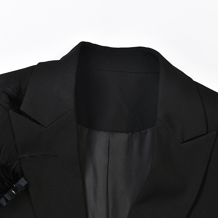 SUPER WHOLESALE |Pearl-Embellished Feather Blazer