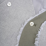 SUPER WHOLESALE | Frayed Hem Patchwork Asymmetric Top