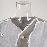 SUPER WHOLESALE | Frayed Hem Patchwork Asymmetric Top