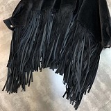 SUPER WHOLESALE | Batwing-Sleeve Faux Mink Wool High-Neck Tassel Coat