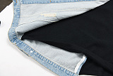 SUPER WHOLESALE |Patchwork Denim Belted Waist Hoodie