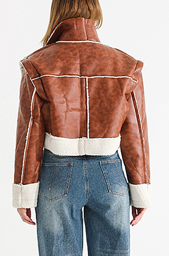 SUPER WHOLESALE | PU Fleece-Lined Shearling Coat