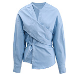 SUPER WHOLESALE | Cross-Bandage Shirt Top