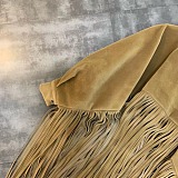 SUPER WHOLESALE | Batwing-Sleeve Faux Mink Wool High-Neck Tassel Coat