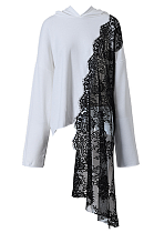 SUPER WHOLESALE | Asymmetric Lace-Patchwork Hoodie