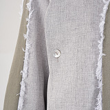 SUPER WHOLESALE | Frayed Hem Patchwork Asymmetric Top