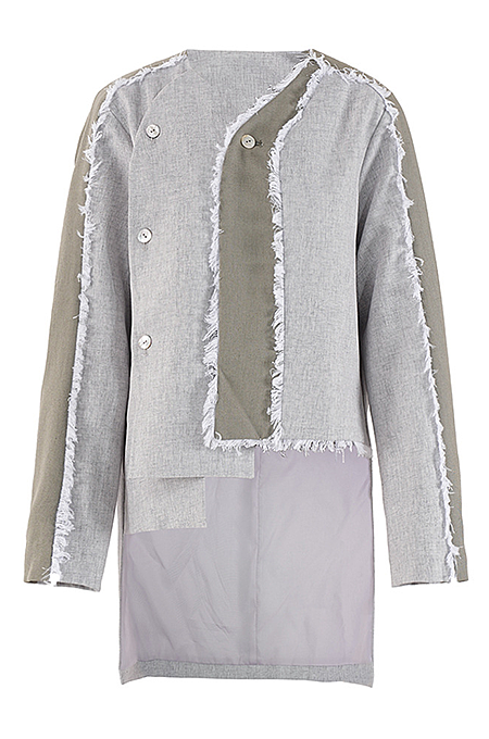 SUPER WHOLESALE | Frayed Hem Patchwork Asymmetric Top