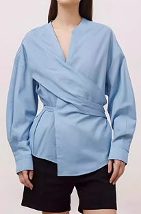 SUPER WHOLESALE | Cross-Bandage Shirt Top