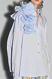SUPER WHOLESALE | Pleated Patchwork 3D Floral Versatile Shirt for Women