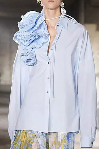 SUPER WHOLESALE | Pleated Patchwork 3D Floral Versatile Shirt for Women