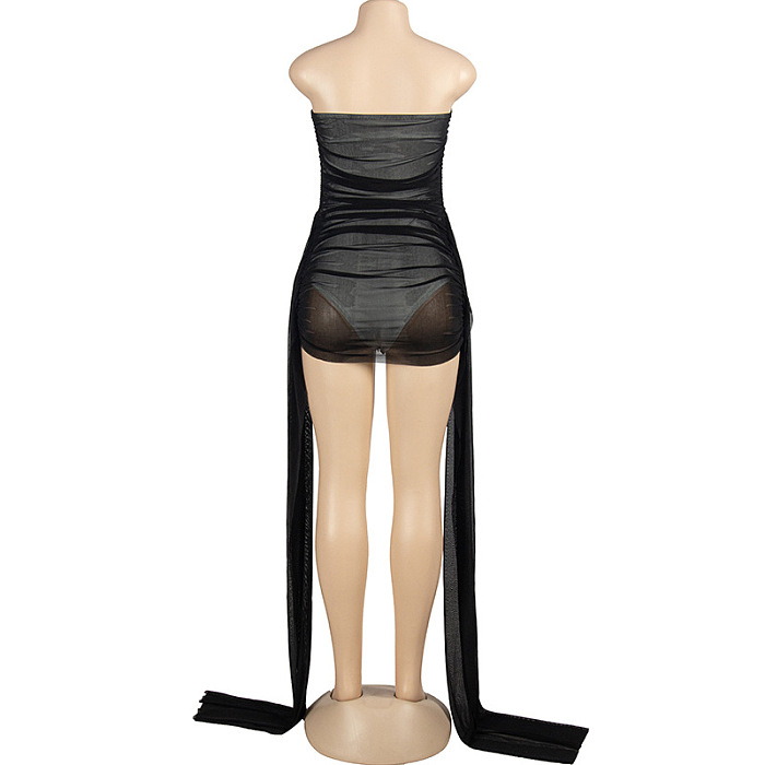 SUPER WHOLESALE | Sleeveless Strapless Ribbon Detail Short Bodycon Dress