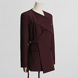 SUPER WHOLESALE | Solid Color Belted Long-Sleeve Blazer