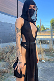 SUPER WHOLESALE |Sleeveless Sheer Cut-Out Backless Slit Maxi Dress