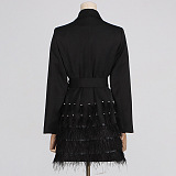 SUPER WHOLESALE | Mesh Patchwork Collared Belted Midi Skirt