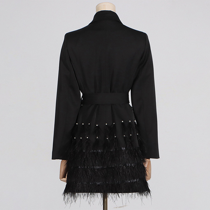 SUPER WHOLESALE | Mesh Patchwork Collared Belted Midi Skirt