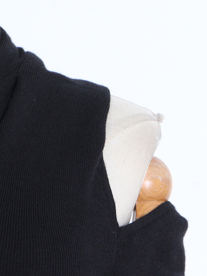 SUPER WHOLESALE | Asymmetric Neck Hollow Solid Slim Fit Sweater
