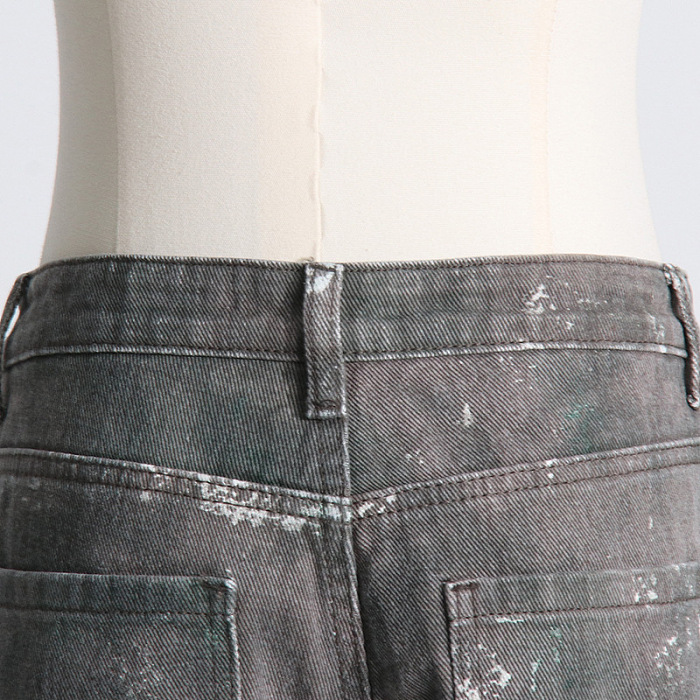 SUPER WHOLESALE | Multi-Pocket Washed High-Waist Camouflage Cargo Wide-Leg Jeans for Women