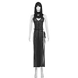 SUPER WHOLESALE |Sleeveless Sheer Cut-Out Backless Slit Maxi Dress