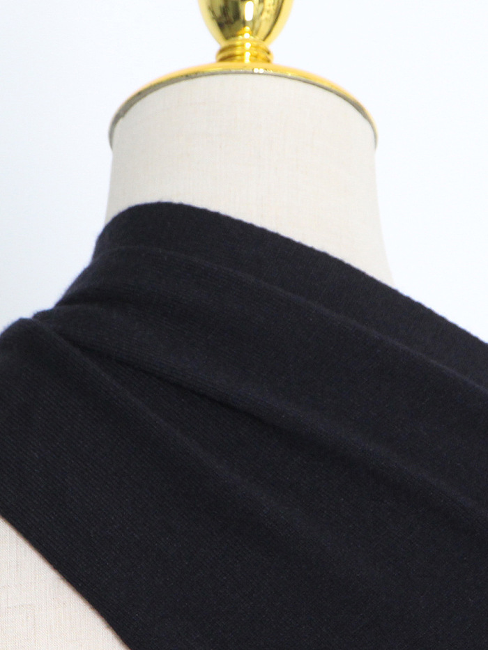 SUPER WHOLESALE | Asymmetric Neck Hollow Solid Slim Fit Sweater