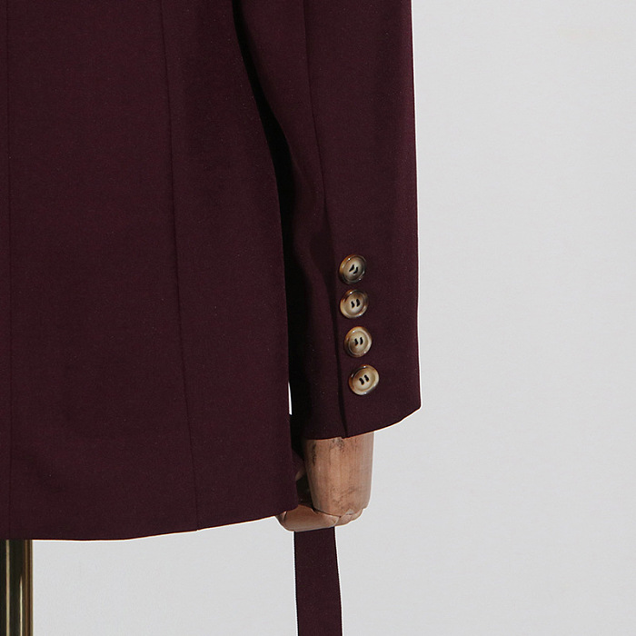SUPER WHOLESALE | Solid Color Belted Long-Sleeve Blazer