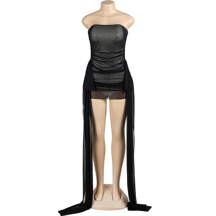 SUPER WHOLESALE | Sleeveless Strapless Ribbon Detail Short Bodycon Dress