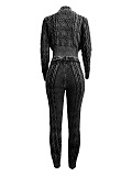 SUPER WHOLESALE | Vintage Washed Cable-Knit Argyle Pullover Sweater Set in Black