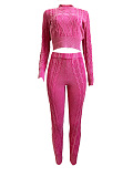 SUPER WHOLESALE | Vintage Washed Cable-Knit Argyle Pullover Sweater Set in Rose