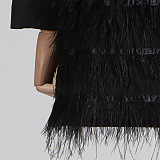 SUPER WHOLESALE | Mesh Patchwork Collared Belted Midi Skirt