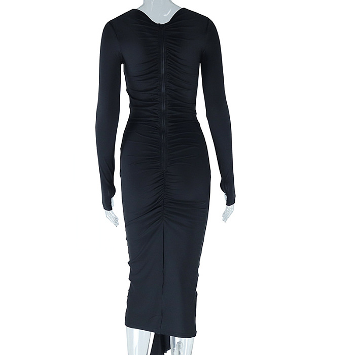 SUPER WHOLESALE | V-Neck Bodycon Dress With 3D Floral Embellishments