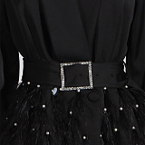 SUPER WHOLESALE | Mesh Patchwork Collared Belted Midi Skirt