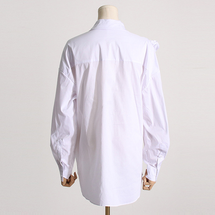 SUPER WHOLESALE | Pleated Patchwork 3D Floral Versatile Shirt for Women