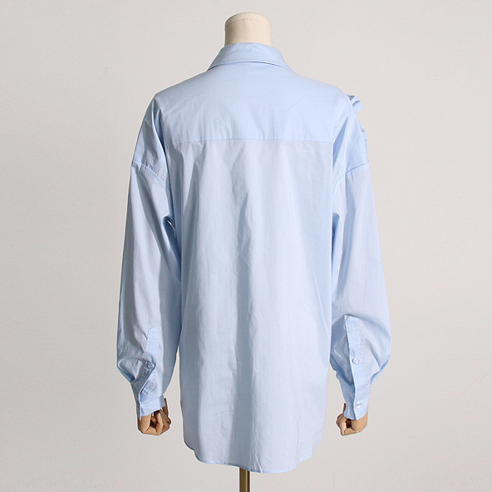SUPER WHOLESALE | Pleated Patchwork 3D Floral Versatile Shirt for Women