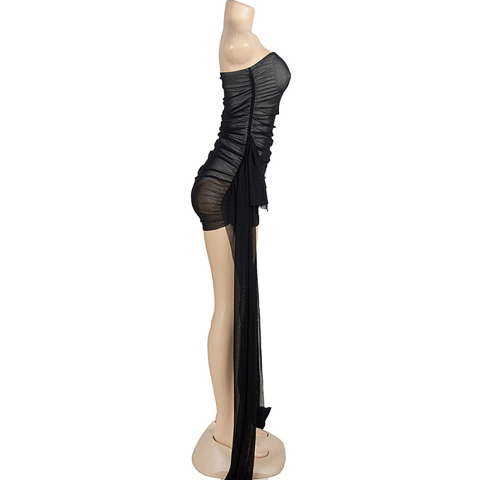 SUPER WHOLESALE | Sleeveless Strapless Ribbon Detail Short Bodycon Dress