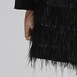 SUPER WHOLESALE | Mesh Patchwork Collared Belted Midi Skirt