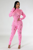 SUPER WHOLESALE | Ripped Slim Fit Knit Bodysuit in Pink