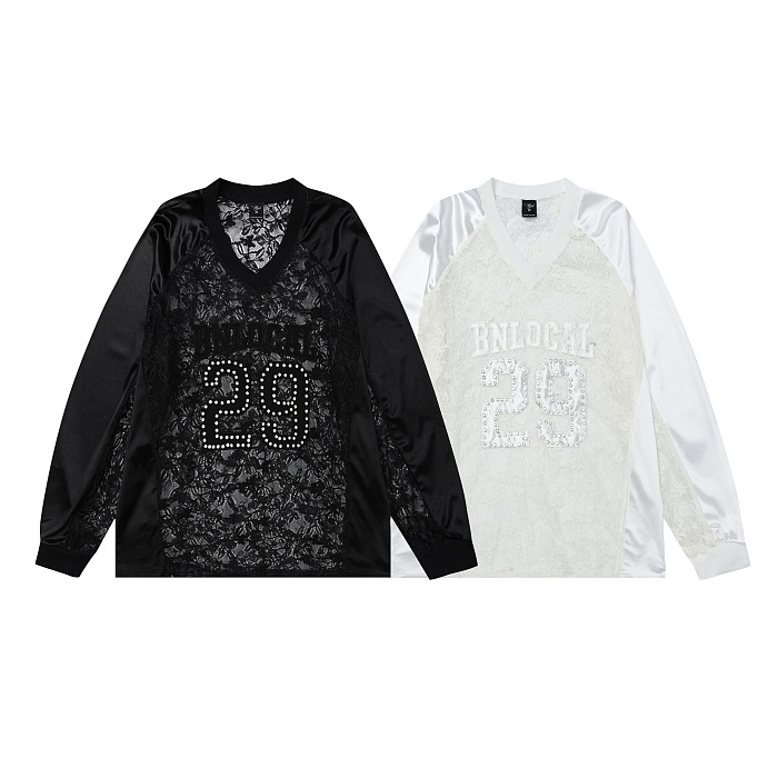 SUPER WHOLESALE | Loose Beaded Embroidered Patchwork Long-Sleeve Top