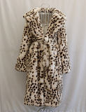SUPER WHOLESALE | Leopard Print Faux Fur Coat with Fox Fur Long Overcoat