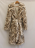 SUPER WHOLESALE | Leopard Print Faux Fur Coat with Fox Fur Long Overcoat