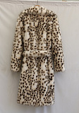 SUPER WHOLESALE | Leopard Print Faux Fur Coat with Fox Fur Long Overcoat